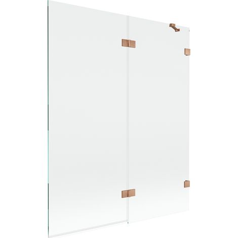 Mexen Lunar mampara de ducha de 2 paneles, derecha 140 x 150 cm, transparente, cobre cepillado - 897-140-100-65-00-P (1/5)