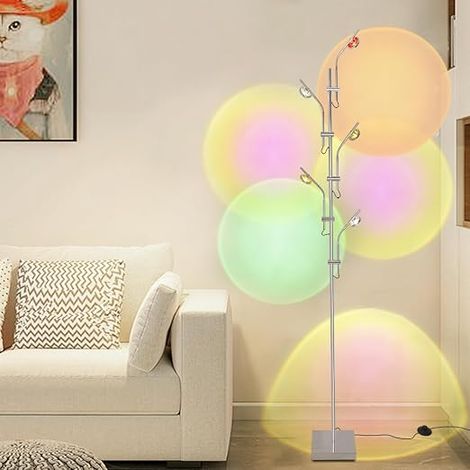 Floor Lamp Living Room Projector RGB,Floor Lamp with Adjustable Lighting Heads,Ambiance Light LED Floor Lamps 3000K,Sunset Lamp with Interchangeable Color Filters (1/5)