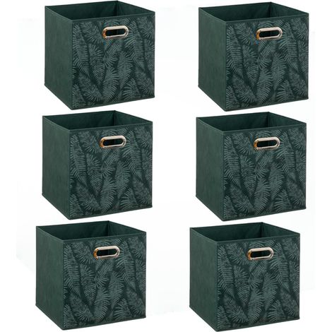 Lot de 6 boites de rangement cube en tissu à motif fougère MIX'N MODUL (1/5)