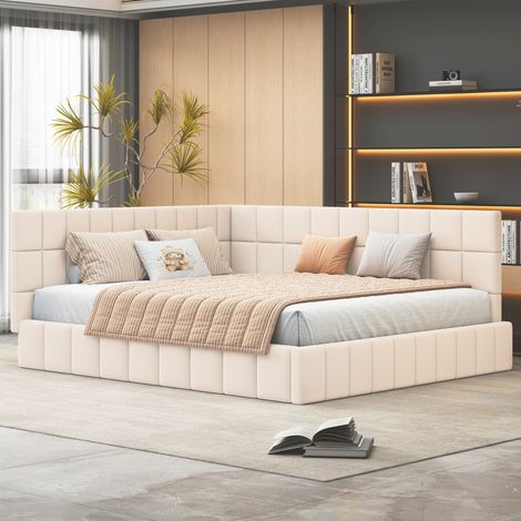 MEUBLIV Bettgestell 160x200 cm Beige – Tagesbett mit Lattenrost, ohne Matratze (1/5)