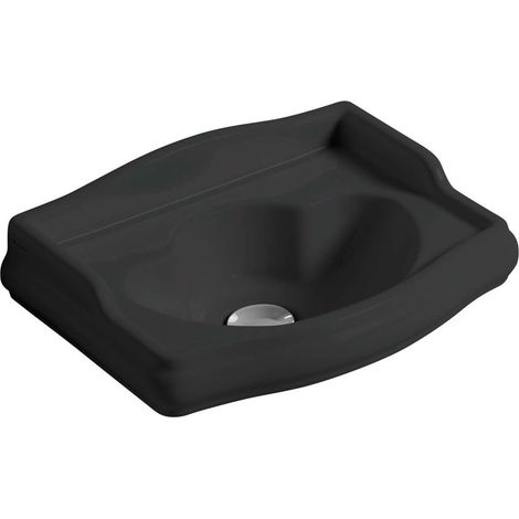 Sapho Kerasan Retro - Lavamani 41x30 cm, senza troppopieno, senza foro per il rubinetto, nero opaco 103331 (1/3)