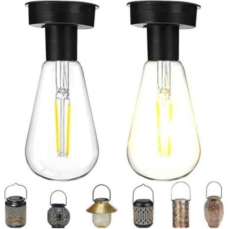 Ampoule Solaire Exterieur,2 Pièces 8.5 cm Lampe Solaire Jardin Rechange,Lampe Solaire de Rechange avec Ampoule LED Brillante,É (1/5)