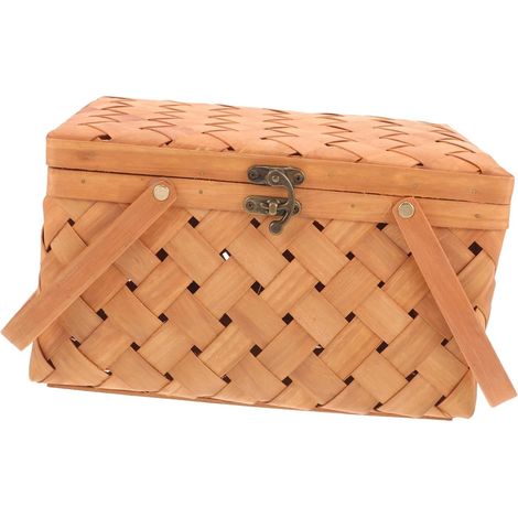 Panier tressé avec couvercle pour fruits et en-cas, rangement fait main, décoration intérieure (1/5)