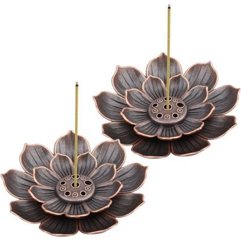 2-teiliger Räucherstäbchenhalter aus Messing, Lotus-Räucherstäbchenhalter, Räuchergefäß, Räucherstäbchenhalter mit 6 Löchern (Räucherstäbchen nicht enthalten) (1/4)