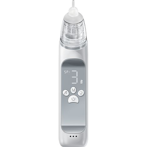 Aspirateur nasal Aspirateur nasal électrique pour bébé L'aspirateur pour bébé est rechargeable avec 3 niveaux d'aspiration, des fonctions apaisantes de musique et de lumière et 3 tailles de tête en si (1/4)