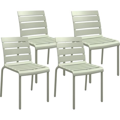 Set di 4 sedie da giardino impilabili, sedie da bistrot con seduta e schienale a griglia. Dimensioni: 42L x 54W x 78H cm. Colore: Verde.
