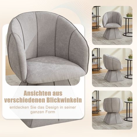 Fauteuil pivotant gris en tissu chenille, livré individuellement, adapté aux adultes et ados. Conception ergonomique à dossier élevé, parfait pour chambre ou séjour. (1/5)