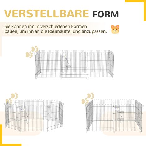 Enclos pour chiots 8 panneaux, barrière de sécurité L 63 x H 60 cm, parc à chiots intérieur/extérieur