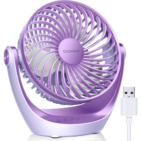 USB-Ventilator – Kleiner Tischventilator mit starkem Luftstrom und leisem Betrieb – 3 Geschwindigkeitsstufen – 360° drehbarer Kopf – Leicht zu transportieren für Büro, Zuhause und (1/5)