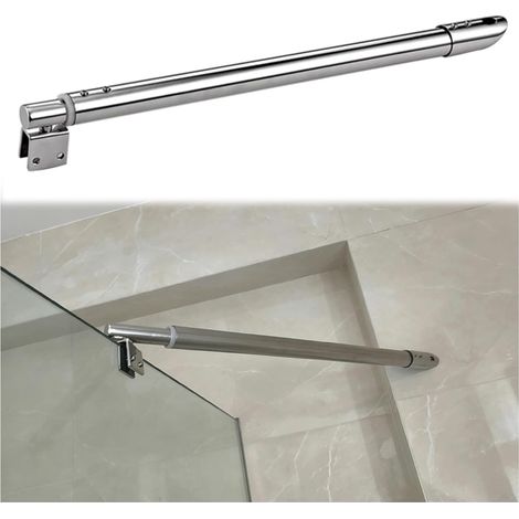 Barre de support pour porte douche sans cadre, fixation murale (1/5)
