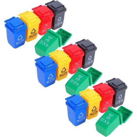 15 Pièces Poubelle Miniature de Accessoires de Scène pour Maison de Poupée Poubelle de Bureau Légère pour Garçon Fille Modèle Décoratif de Recyclage (1/5)