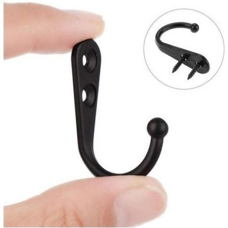 10pcs Crochets muraux - Alliage de zinc Fixation robuste avec vis - Organisation entrée salon - Noir (1/5)