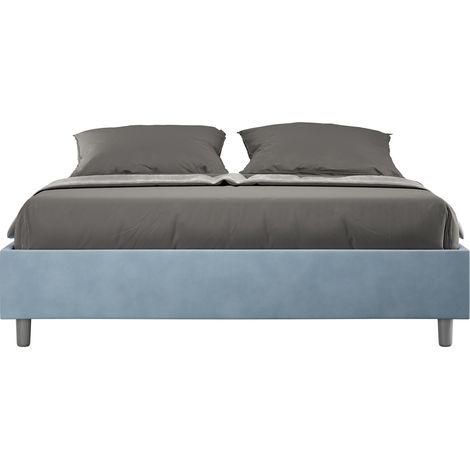 Letto Matrimoniale Sommier 160x190 cm Senza Rete Azelia Azzurro (1/4)