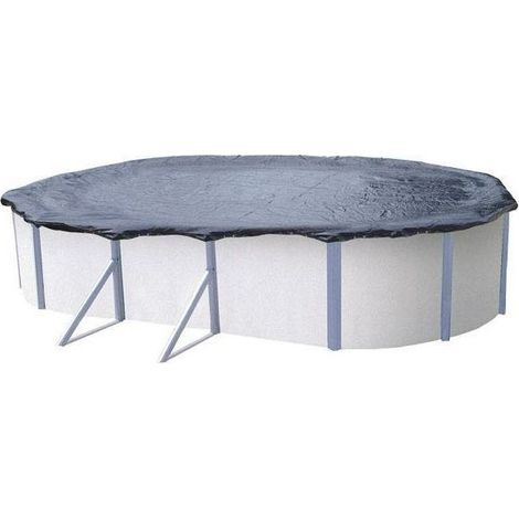 Bâche d'hiver pour piscine ovale – Dimensions compatibles : 4,90 × 3,65 m à 5,30 × 4,10 m – Protection hivernale épaisse, étanche et résistante aux UV (1/4)