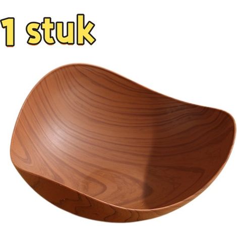 pièce - Corbeille à fruits - Épaissie - Bois de cerisier - Grande - Corbeille à fruits imitation grain de bois, portable, assiette de dîner moderne, adaptée pour servir des biscuits, table de cuisine (1/5)