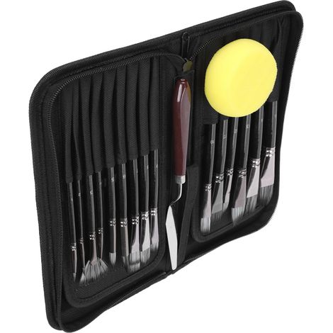 Ensemble de Brosses en Nylon pour Peinture Acrylique, Huile et Aquarelle - Matériel d'Artiste avec Trousse de Transport (1/5)
