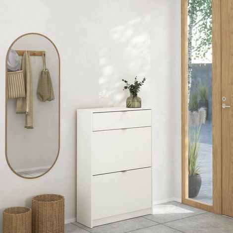 Dmora - Schuhschrank Edith, Schuhregal, Mehrzweck-Eingangsgarderobe, Möbel für Schuhe, 70x24 h101 cm, Weiß (1/5)