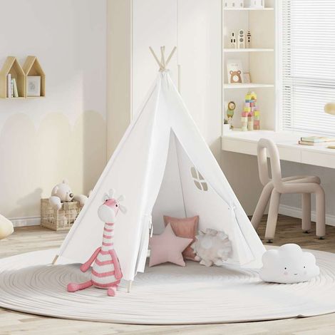 Tente tipi d'enfants avec sac Peau de pêche-Tente intérieure Blanc 120x120x150cm (1/5)
