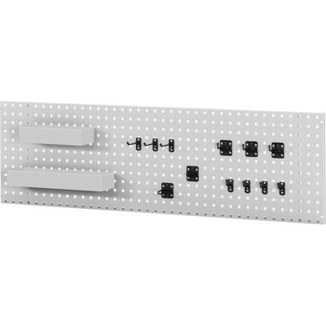 Rau Lochplatte für Wandmontage mit Ablagekasten und Hakenset BxTxH 750x15x450mm