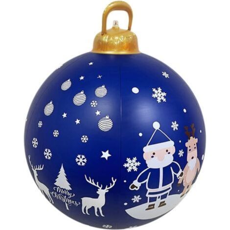 Boule Gonflable de Noël Grande Taille 60CM - Décoration Extérieure Géante à Gonfler pour Noël-A（modèle avec lumière）