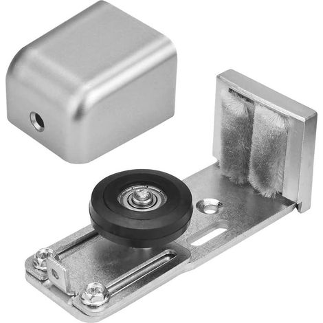 1 rail de guidage pour porte coulissante, 100 x 40 mm, fonte et caoutchouc, argent (1/5)