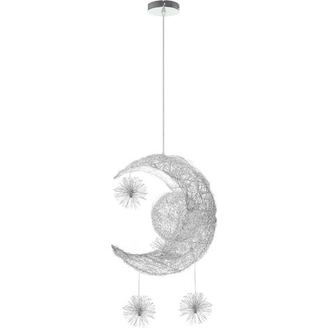 Pendelleuchte LED, Mond und Sterne Hängelampe im Modere Stil, Kreative Kronleuchter Decor Art Lampe für Kinder Kinderzimmer Wohnzimmer (Kaltes Weiß)