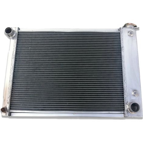 Radiador para Chevy Camaro/Pontiac Firebird 1967-1969, Dimensiones del núcleo: 540 mm x 428 mm x 56 mm, Dimensiones totales: 746 mm x 450 mm x 135 mm, Diámetro de entrada: 40 mm, Diámetro de salida: 4 (1/5)