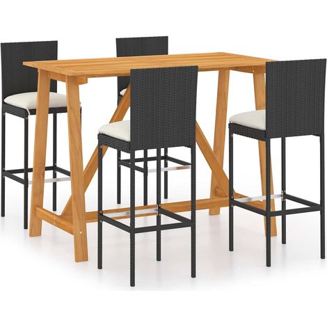Maison Exclusive - Set da Bar da Giardino 5 pz con Cuscini Nero (1/5)