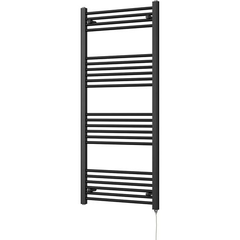 Zennor - Black Electric Towel Rail H1400mm x W600mm Straight 700w Standard (1/3)