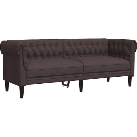 Canapé Sofa Chesterfield 3 places marron foncé tissu