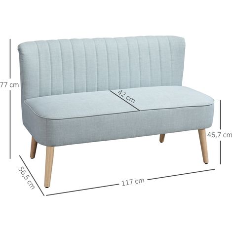 2-Sitzer Sofa, weiche Polsterung, pflegeleichter Bezug, bis 220 kg, 117 x 56,5 x 77 cm, Hellgrün (1/5)