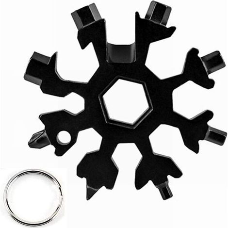 Outil multifonction 18 en 1 en acier inoxydable, tournevis porte-clés portable et ouvre-bouteille, livré dans un coffret cadeau (noir) (1/5)