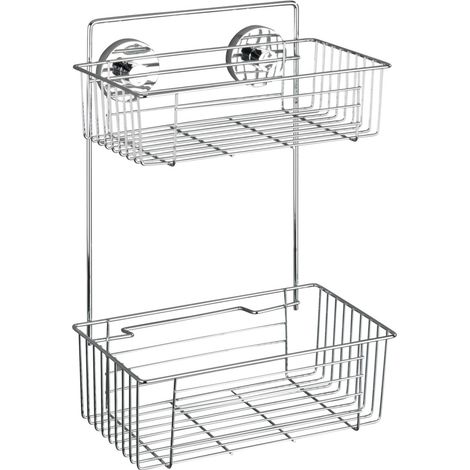 Wenko Wandregal Bari Vacuum-Loc Badregal chrom ohne Bohren Badablage