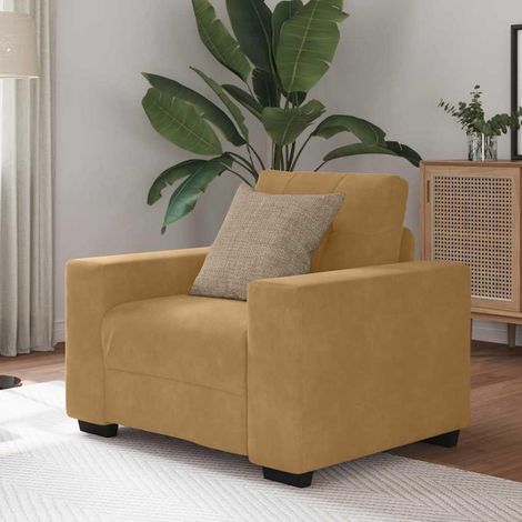 Kleines Samtsofa mit 2 Lendenkissen, Braun, 60 cm (1/5)