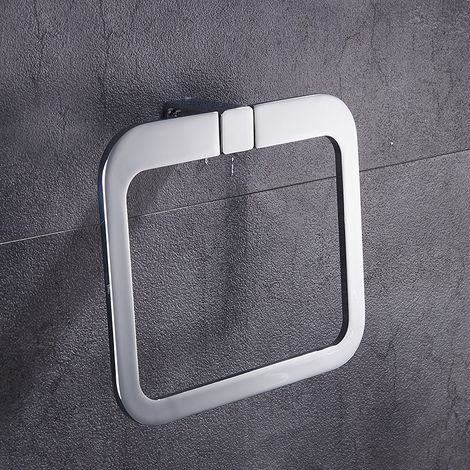 Hand Towel Holder Silver Towel Ring Punch hole Towel Rail for Bathroom, Stainless Steel Square (1/3)