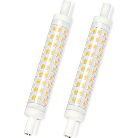 Lot de 2 ampoules LED R7s 10 W, 118 mm, dimmables, blanc chaud 3000 K, équivalent halogène linéaire 100 W, réflecteur double culot. (1/4)