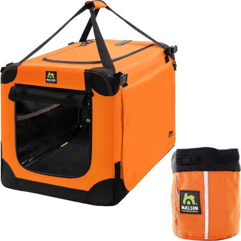 Maelson Soft Kennel Neon Orange 82 cm + Treatee Mag Pouch - Transportbox und Leckerli-Tasche