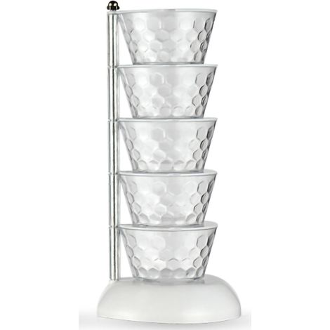 Boîte de rangement à épices en plastique à plusieurs niveaux, rotative à 360°, avec couvercles pour sel, sucre et poivre. 5 unités transparentes.