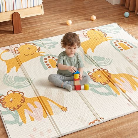 CASABEL Tapis d’Éveil Bébé, Épais & Doux, 180x150cm Motif Lion
