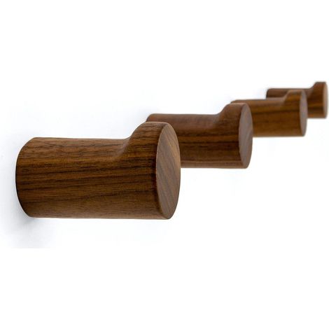 Ensemble de 4 patères murales en bois - Cintres décoratifs rétro faits main pour manteaux et chapeaux - Accessoire rangement mural (1/5)