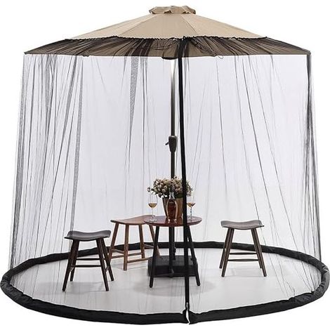 Filet moustiquaire parasol 11-12FT, écran maille canopée terrasse extérieur, polyester remplissable (1/4)