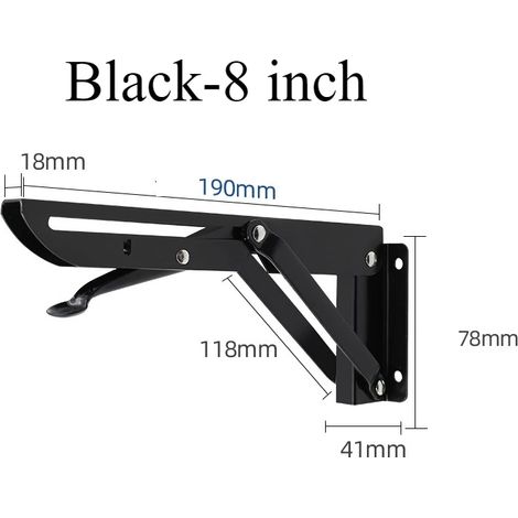 (2 pièces - 20 cm - Noir) 2 supports d'angle pliables pour étagère triangulaire, support robuste, banc mural réglable (1/5)