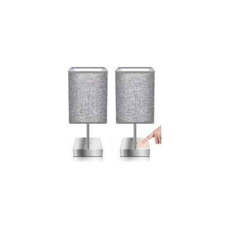 Lampada da comodino touch, lampada da tavolo touch dimmerabile, 3 livelli di luminosità, con 2 lampadine E27 casuali (2 pezzi) - Crezuo