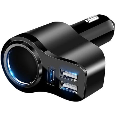 GABRIELLE 𝟒 𝐞𝐧 𝟏 USB-Zigarettenanzünder-Ladegerät, 𝟒𝟖𝐖 PD3.0 USB-Zigarettenanzünder, schnelles USB-C-Autoladegerät, USB-Zigarettenanzünder-Buchsen-Adapter für iPhone 15/14/13/12/11, iPad, Samsu