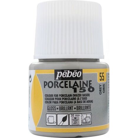 Peinture à l'eau brillante pour porcelaine - Gris - 45 ml (1/4)