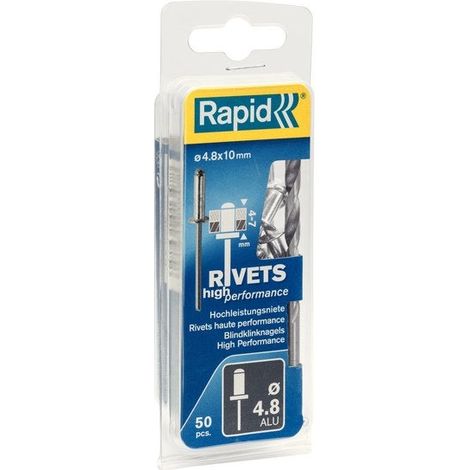 Blindnieten Rapid Aluminium 4.8 mm x 10 mm Pack 50 Stück
