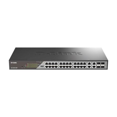 28-Port Gigabit Ethernet Long Range PoE+ Surveillance Switches-24 x 10/100/1000 Mbps 4 x Combo 1000 Mbps (370W)-Switching Capacity 56Gbps-Maximum Forw