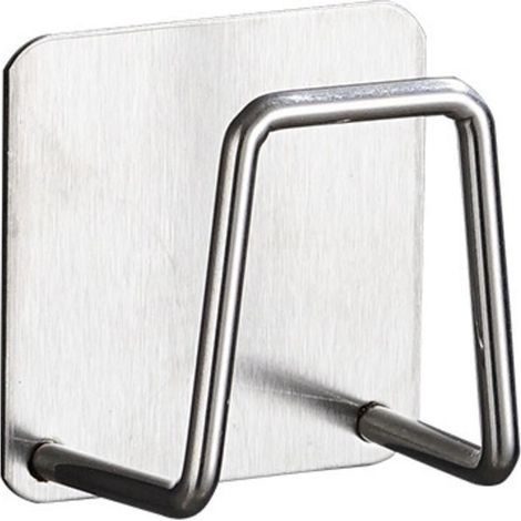 Porte Éponge Cuisine Porte Évier Éponge en Acier Inoxydable Auto-Adhésif Support Eponge Evier pour Éponges Brosser Couvercle de la Marmite Torchon 4 Pièces(argent) (1/4)