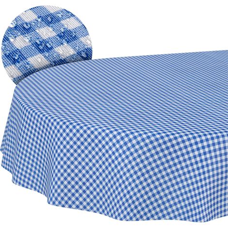 Nappe enduite Vichy Bleu Ovale 180x140 cm intérieur/extérieur (1/5)