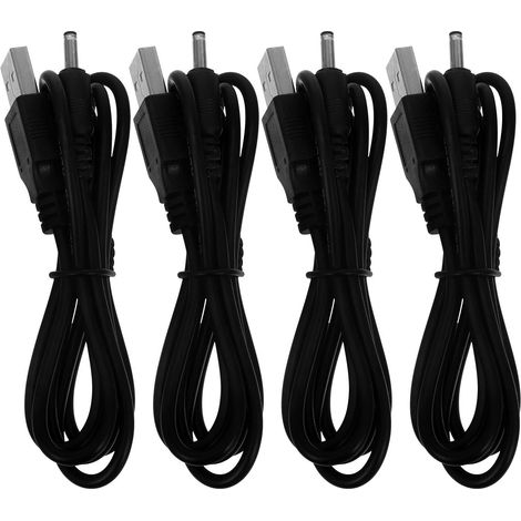 Adaptateur USB vers Courant Continu 4pcs Câble de Charge Courant Continu de Remplacement en Cuivre et PVC Noir 1m Compatible Lampes de Table et Petits Ventilateurs Ambiance (1/5)